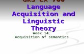 Week 14. Acquisition of semantics GRS LX 700 Language Acquisition and Linguistic Theory.