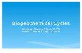 Biogeochemical Cycles Friedland: Chapter 3 (pgs. 65-73) Botkin: Chapter 6 (pgs. 111-123)