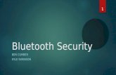 Bluetooth Security BEN CUMBER KYLE SWENSON 1. Overview  Introduction to Bluetooth  Protocol stack  Profiles  Proliferation and Applications  Security.