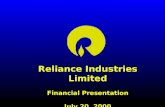 Reliance Industries Limited Financial Presentation July 20, 2000.