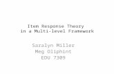 Item Response Theory in a Multi-level Framework Saralyn Miller Meg Oliphint EDU 7309.