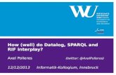 How (well) do Datalog, SPARQL and RIF interplay? Axel Polleres (twitter: @AxelPolleres) 12/12/2013Informatik-Kolloqium, Innsbruck.