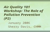 Air Quality 101 Workshop: The Role of Pollution Prevention (P2) January 2006 Sherry Davis, CHMM.