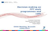 1 14/04/2015 Decision-making on FP7 work programmes and calls European Commission Research and Inovation DG, Directorate F Health Grigorij Kogan EKHA Meeting,