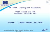 DIRECTORATE GENERAL FOR ENERGY AND TRANSPORT Sustainable and Safe Surface Transport Conference, Warsaw, 22/11/2005 DG TREN –Transport Research - Open calls.