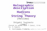 1 Holographic description of Hadrons from String Theory Shigeki Sugimoto (IPMU) Rencontres de Moriond, March 25, 2011 @ La Thuile, Italy (based on works.