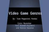 Video Game Genres By: Team Pepperoni Pandas Cyrus Maunakea Tori Brandt-Fujimori and Ronnie Kauanoe