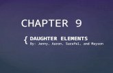 { CHAPTER 9 DAUGHTER ELEMENTS By: Jenny, Aaron, Surafel, and Mayson.
