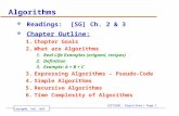 LeongHW, SoC, NUS (UIT2201: Algorithms) Page 1 Algorithms  Readings: [SG] Ch. 2 & 3  Chapter Outline: 1.Chapter Goals 2.What are Algorithms 1.Real Life.