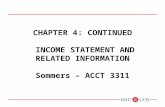 CHAPTER 4: CONTINUED INCOME STATEMENT AND RELATED INFORMATION Sommers – ACCT 3311.