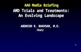 AAO Media Briefing ABDHISH R. BHAVSAR, M.D. Chair 1 AMD Trials and Treatments: An Evolving Landscape.