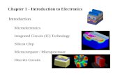Chapter 1 - Introduction to Electronics Introduction Microelectronics Integrated Circuits (IC) Technology Silicon Chip Microcomputer / Microprocessor Discrete.