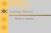 Learning Theories Skinner to Vygotsky. Behaviorism (Skinner, Thorndike)  Based on the concept that all learning can be studied through observed behaviors.