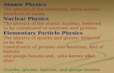 Atomic Physics The physics of the electronic, extra-nuclear structure of atoms Nuclear Physics The physics of the atomic nucleus, believed to be constituted.