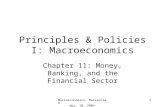 Macroeconomics, Maclachlan Nov. 10, 2004 1 Principles & Policies I: Macroeconomics Chapter 11: Money, Banking, and the Financial Sector.