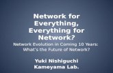 Network for Everything, Everything for Network? Network Evolution in Coming 10 Years: What’s the Future of Network? Yuki Nishiguchi Kameyama Lab.