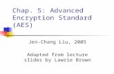 Chap. 5: Advanced Encryption Standard (AES) Jen-Chang Liu, 2005 Adapted from lecture slides by Lawrie Brown.