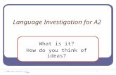 © 2006  70791 Language Investigation for A2 What is it? How do you think of ideas?