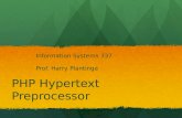 PHP Hypertext Preprocessor Information Systems 337 Prof. Harry Plantinga