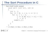 Chapter 2 — Instructions: Language of the Computer — 1 The Sort Procedure in C Non-leaf (calls swap) void sort (int v[], int n) { int i, j; for (i = 0;