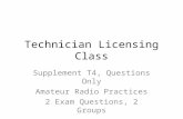 Technician Licensing Class Supplement T4, Questions Only Amateur Radio Practices 2 Exam Questions, 2 Groups.