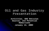 Oil and Gas Industry Presentation Activities, GHG Emission Sources, and Potential Reductions January 14, 2009.
