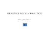 GENETICS REVIEW PRACTICE You can do it!! Where do you need to start? Punnett square basics Dominant-recessive practice problems F1 and F2 problems Incomplete.