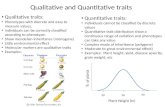 Qualitative and Quantitative traits Qualitative traits: Phenotypes with discrete and easy to measure values. Individuals can be correctly classified according.