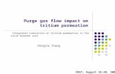 Hongjie Zhang Purge gas flow impact on tritium permeation Integrated simulation on tritium permeation in the solid breeder unit FNST, August 18-20, 2009.
