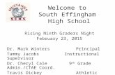Welcome to South Effingham High School Rising Ninth Graders Night February 23, 2015 Dr. Mark WintersPrincipal Tammy JacobsInstructional Supervisor Dr.