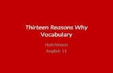 Thirteen Reasons Why Vocabulary Hutchinson English 11.