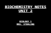 BIOCHEMISTRY NOTES UNIT 2 BIOLOGY 1 MRS. STERLING.