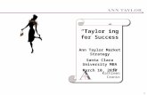 1 “Taylor”ing for Success Ann Taylor Market Strategy Santa Clara University MBA March 10, 2010 By Kathleen Cronin.