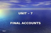 Unit 7 UNIT – 7 UNIT – 7 FINAL ACCOUNTS. Unit 7 Final accounts Structure Introduction and Objectives Introduction and Objectives Adjustments before preparing.