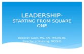 LEADERSHIP- STARTING FROM SQUARE ONE Deborah Gash, MS, RN, PHCNS-BC Director of Nursing, MCOHS.
