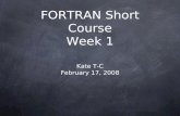 FORTRAN Short Course Week 1 Kate T-C February 17, 2008.