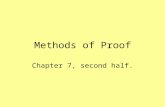 Methods of Proof Chapter 7, second half.. Proof methods Proof methods divide into (roughly) two kinds: Application of inference rules: Legitimate (sound)
