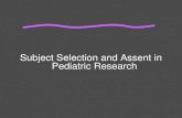 Subject Selection and Assent in Pediatric Research.