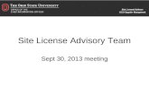 Site License Advisory Team Sept 30, 2013 meeting.