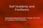 Soil Nutrients and Fertilizers Essential Standard 6.00- Explain the role of nutrients and fertilizers.