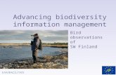 Advancing biodiversity information management Bird observations of SW Finland.