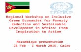 Regional Workshop on Inclusive Green Economies for Poverty Reduction and Sustainable Development in Africa: From Inspiration to Action Mozambique presentation.