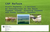 CAP Reform Direct Payments – 3 sections An Introduction to the Basic Payment Scheme, Greening Payment and Young Farmers’ Payment.