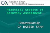 Practical Aspects of Scrutiny Assessment Presentation by: CA RASESH SHAH.