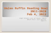 Helen Ruffin Reading Bowl 2011-2010 Feb 4, 2012 High School List of Books (WWJD) Which Will Just Dazzle YOU?!?! 4/23/2015.