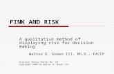 FINK AND RISK A qualitative method of displaying risk for decision making Walter G. Green III, Ph.D., FACCP Disaster Theory Series No. 10 Copyright 2008.
