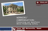 WORKERS’ COMPENSATION: WORKERS’ COMPENSATION: Protecting our Workforce While Promoting Safety Texas A&M University, Human Resources DIVISION OF FINANCE.