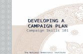 DEVELOPING A CAMPAIGN PLAN DEVELOPING A CAMPAIGN PLAN Campaign Skills 101 The National Democratic Institute.