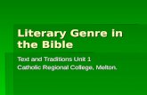Literary Genre in the Bible Text and Traditions Unit 1 Catholic Regional College, Melton.