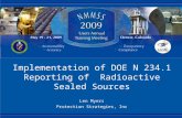 Implementation of DOE N 234.1 Reporting of Radioactive Sealed Sources Len Myers Protection Strategies, Inc.